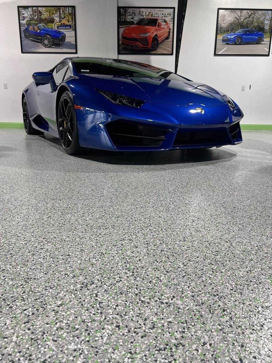 Garage with Corvette flake floor