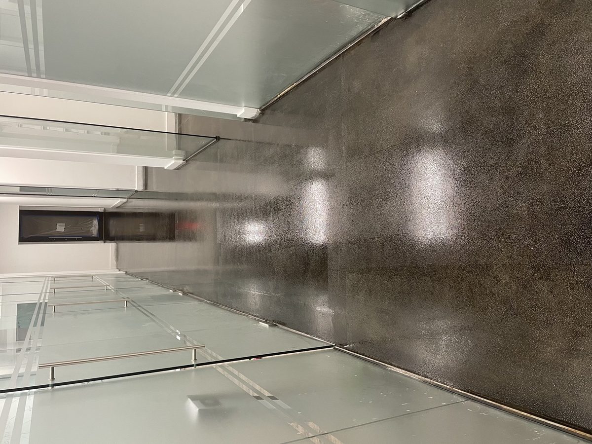 Commercial dark flake epoxy flooring