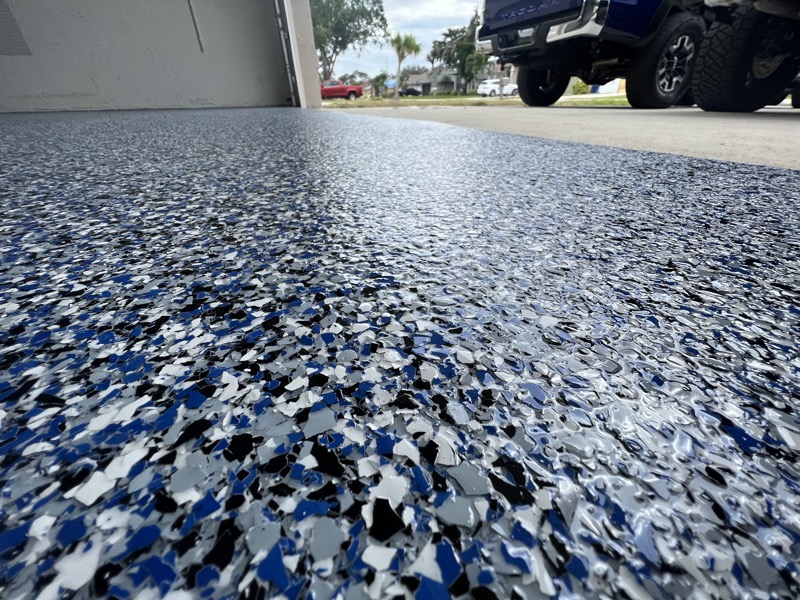 Decorative flake color options for garage floors