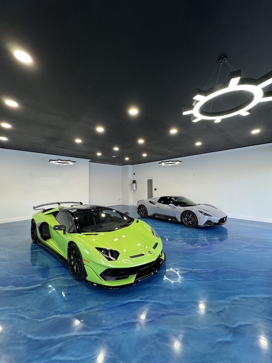 Fort Myers metallic epoxy floor - Lamborghini showroom