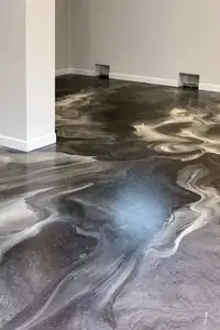 Metallic epoxy floor with marble-like finish
