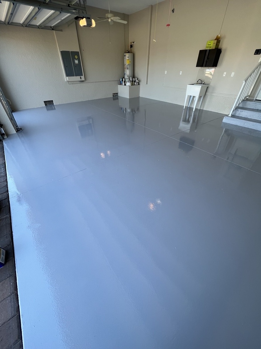 Solid color epoxy garage floor coating in Cape Coral