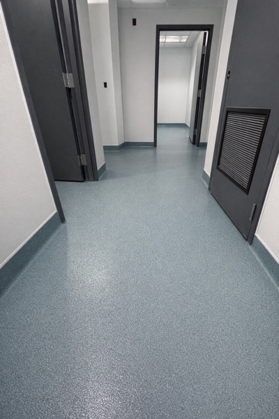 Seamless healthcare epoxy flooring with cove base