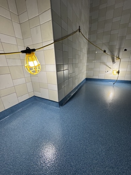 Blue urethane cement floor